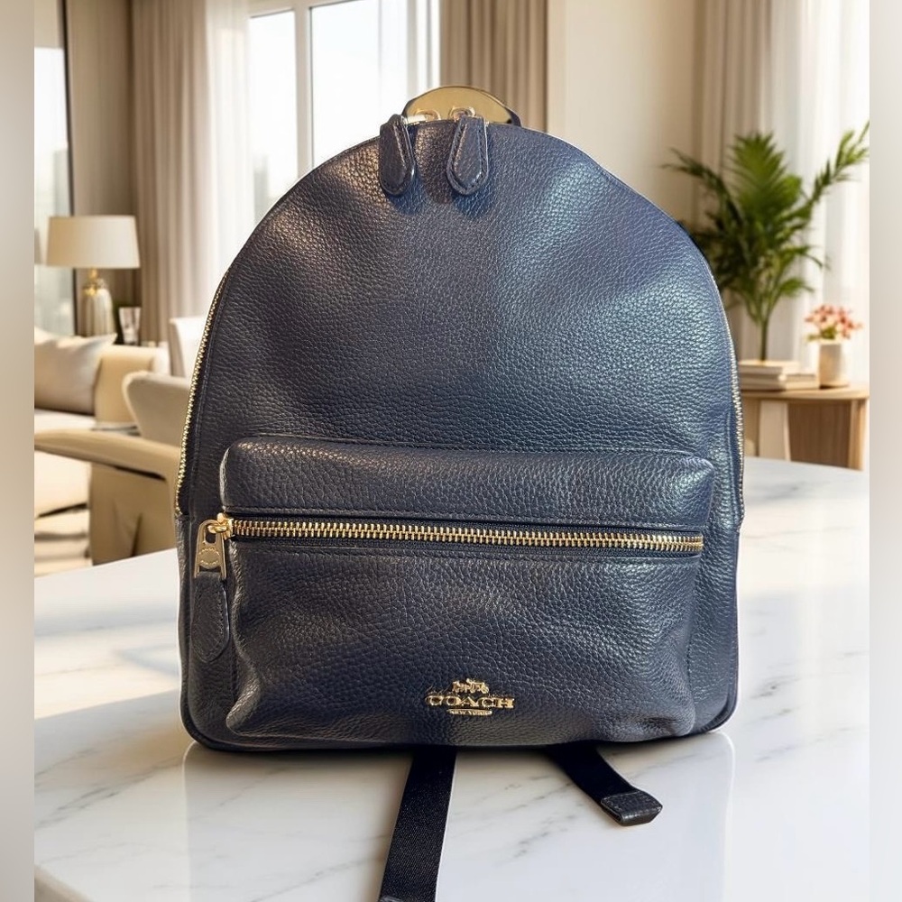 Coach Navy Leather Charlie Backpack